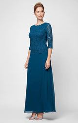 Long Gown with Sequin Lace Bodice & Chiffon Skirt