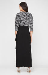 Petite Long Empire Waist Bolero Jacket Dress with Side Ruched Skirt