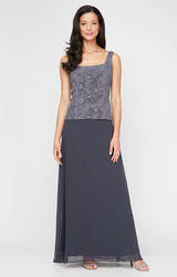 Petite Glitter Jacquard Knit Jacket Dress with Mandarin Neckline