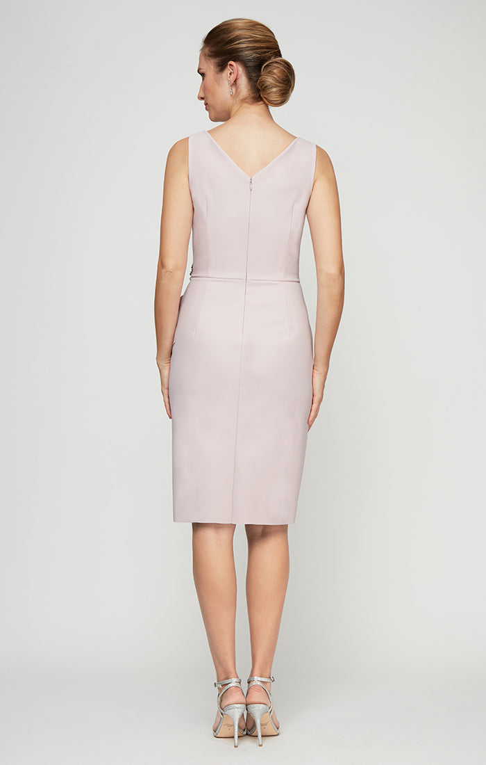 Contour Short Cocktail Dress with Ruffle Skirt & Beaded Detail at Hip