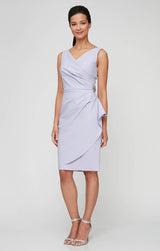 Contour Short Cocktail Dress with Ruffle Skirt & Beaded Detail at Hip