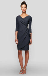 Petite Contour Collection Surplice Sheath Dress with Beaded Hip Detail