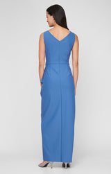 Sleeveless Contour Sheath Gown with Cascade Detail Skirt and Beaded Hip Detail