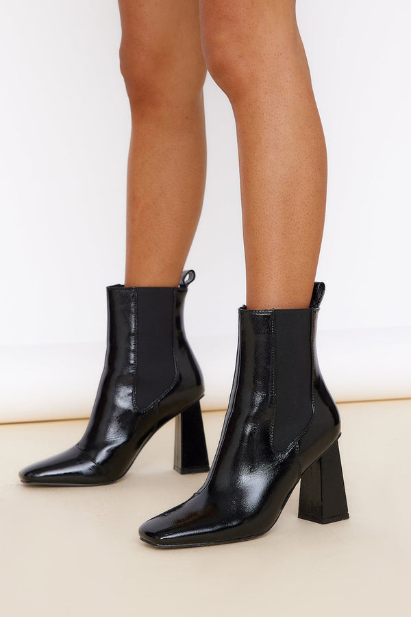 BILLINI Karina Boot Black Crinkle Patent