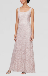 Regular - Long A-Line Jacket Dress With Illusion Cascade Jacket and Sequin Detail