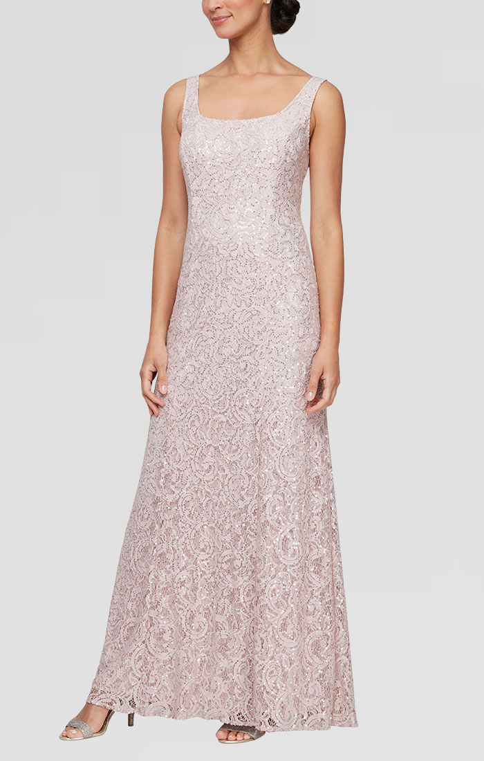 Regular - Long A-Line Jacket Dress With Illusion Cascade Jacket and Sequin Detail