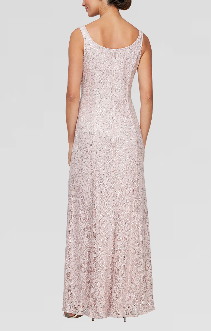 Regular - Long A-Line Jacket Dress With Illusion Cascade Jacket and Sequin Detail