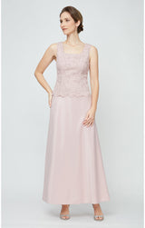 Petite Glitter Lace & Satin Jacket Dress with Open Jacket