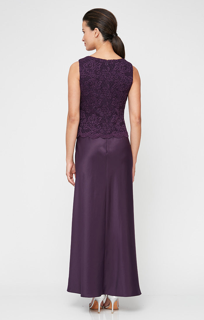 Glitter Lace & Satin Jacket Dress with Open Jacket