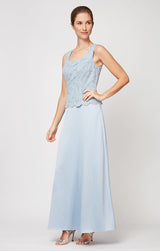 Glitter Lace & Satin Jacket Dress with Open Jacket