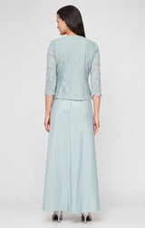 Plus Glitter Lace & Satin Jacket Dress with Open Jacket