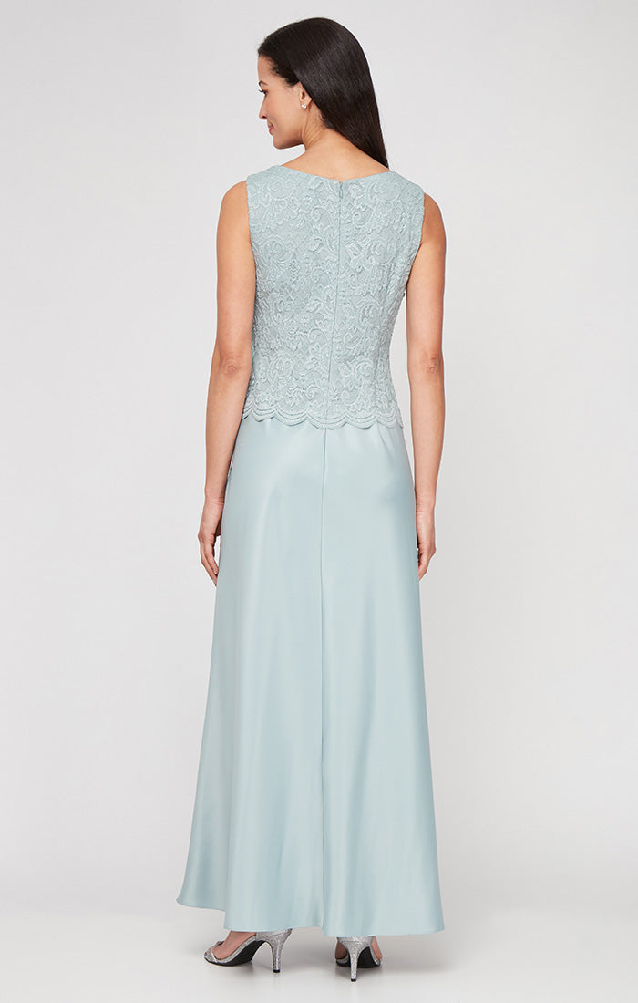 Petite Glitter Lace & Satin Jacket Dress with Open Jacket