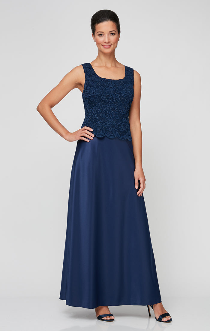 Glitter Lace & Satin Jacket Dress with Open Jacket