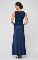 Glitter Lace & Satin Jacket Dress with Open Jacket