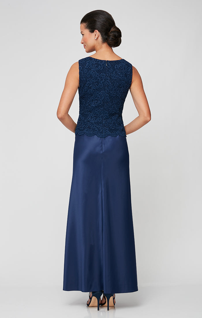 Glitter Lace & Satin Jacket Dress with Open Jacket