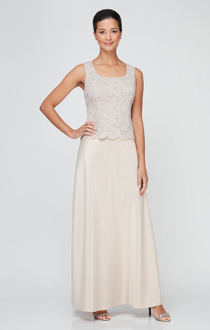 Glitter Lace & Satin Jacket Dress with Open Jacket