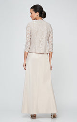 Glitter Lace & Satin Jacket Dress with Open Jacket