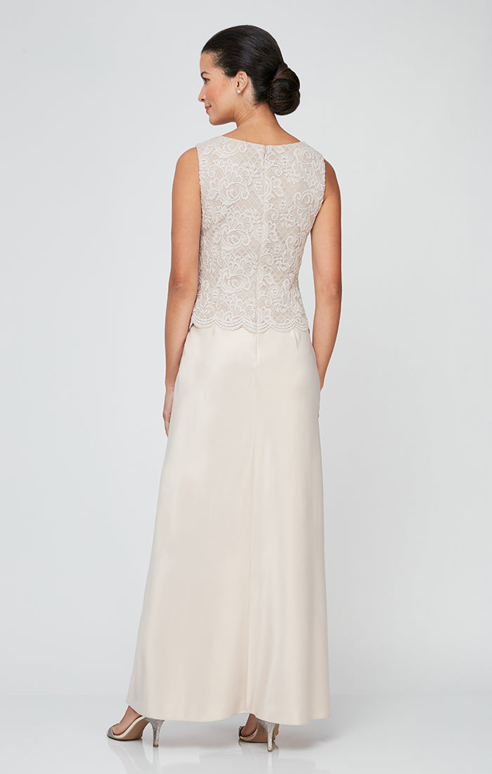 Glitter Lace & Satin Jacket Dress with Open Jacket