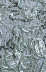 Long Soutache Sweetheart Neckline Dress with Cap Sleeves and Tulle Shawl