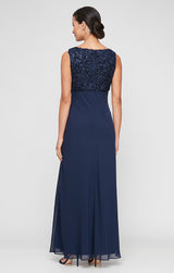 Long Empire Waist Dress With Open Soutache Jacket