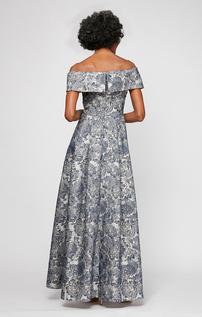 Long Printed Off The Shoulder Ballgown