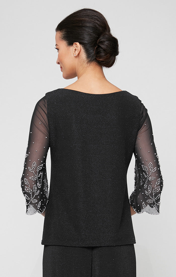 3/4 Sleeve Blouse With Illusion Heat Set Sleeves
