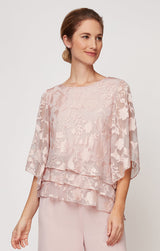 Plus Asymmetrical Triple Tier Hem Chiffon Blouse