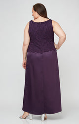 Plus Glitter Lace & Satin Jacket Dress with Open Jacket