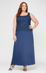 Plus Glitter Lace & Satin Jacket Dress with Open Jacket