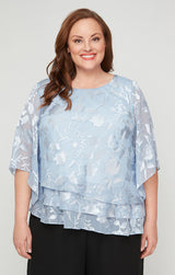 Plus Asymmetrical Triple Tier Hem Chiffon Blouse