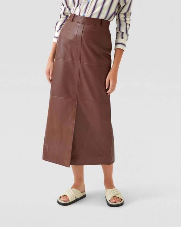 Anna Nappa Leather Pencil Skirt