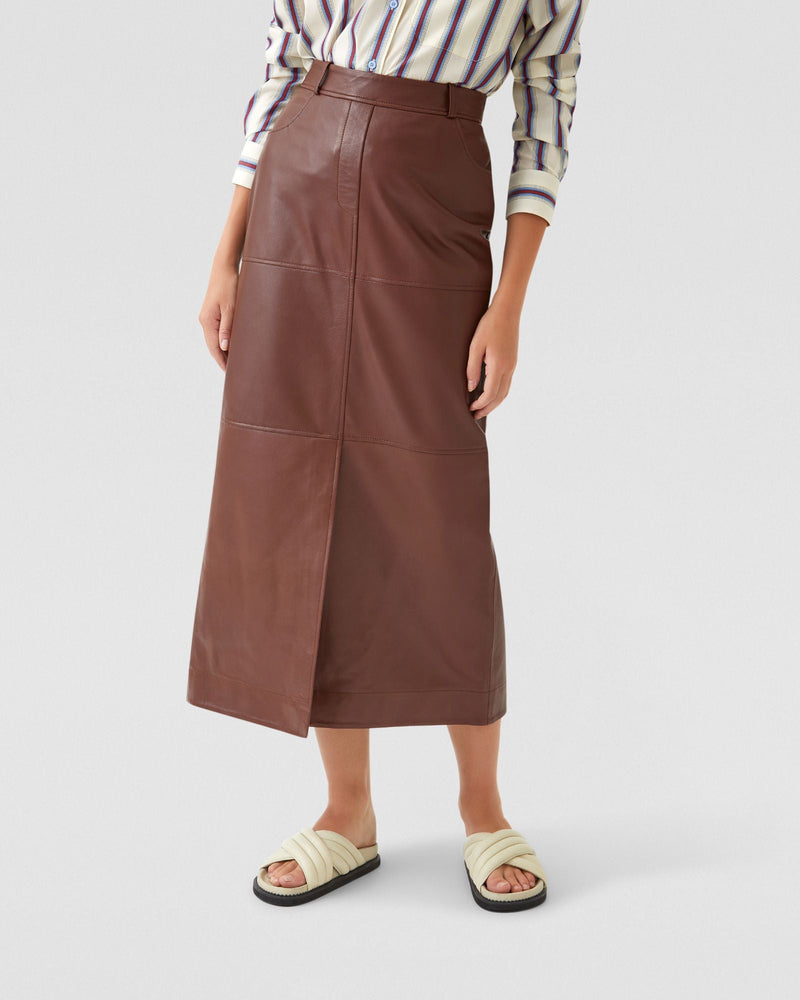 Anna Nappa Leather Pencil Skirt