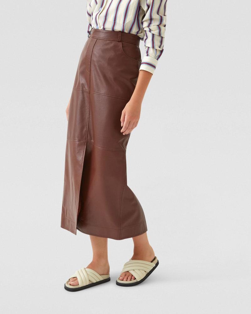 Anna Nappa Leather Pencil Skirt