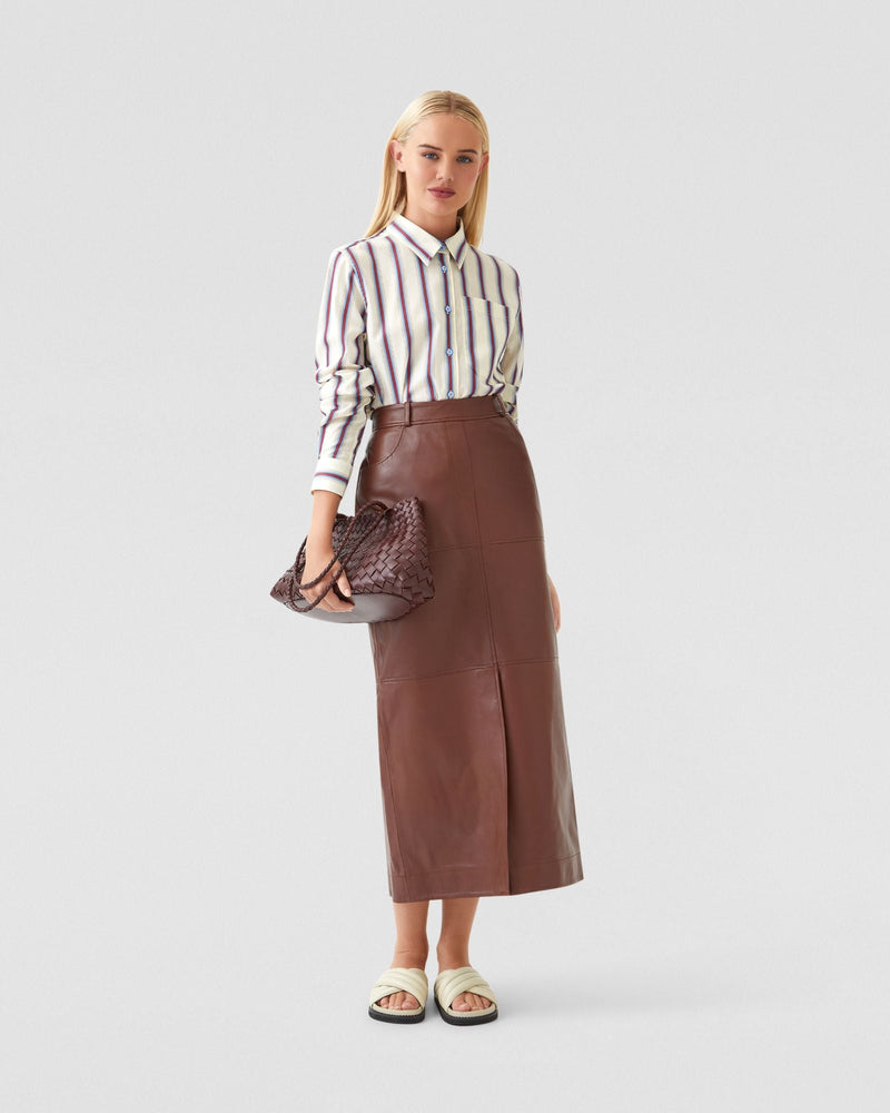 Anna Nappa Leather Pencil Skirt