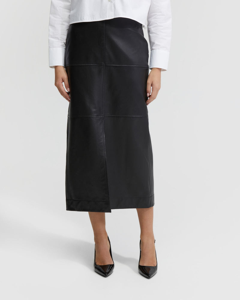 Anna Nappa Leather Pencil Skirt