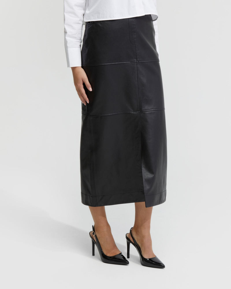 Anna Nappa Leather Pencil Skirt