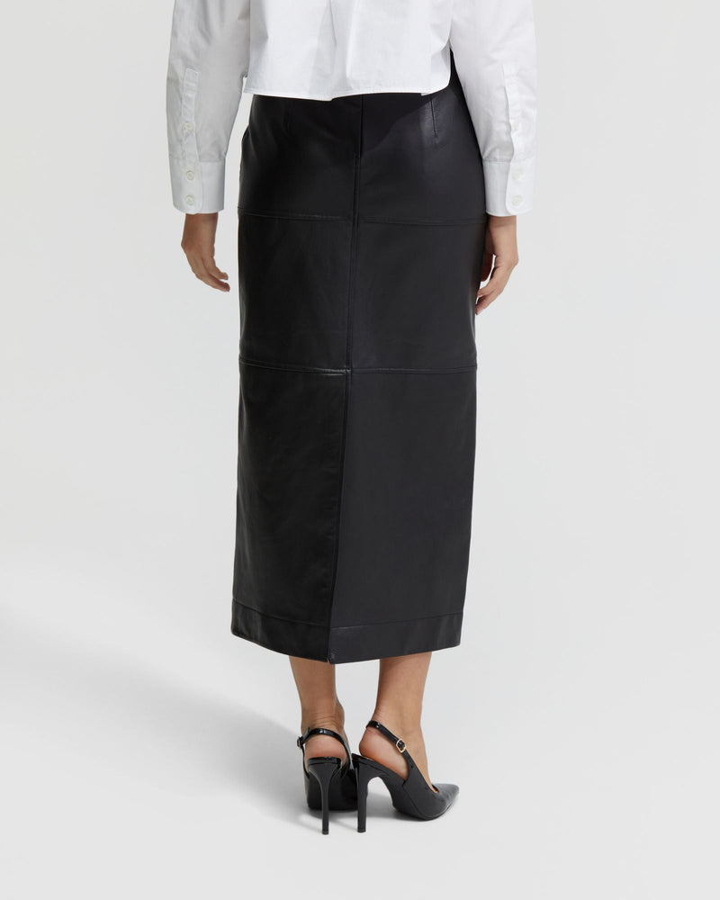 Anna Nappa Leather Pencil Skirt