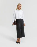Anna Nappa Leather Pencil Skirt
