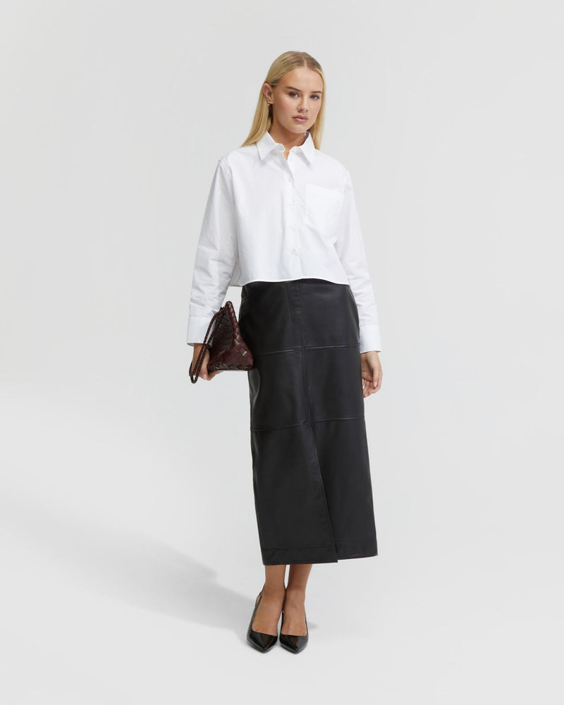 Anna Nappa Leather Pencil Skirt