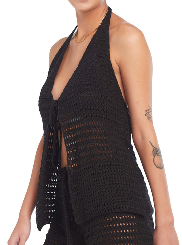 Nora Black Knitted Top