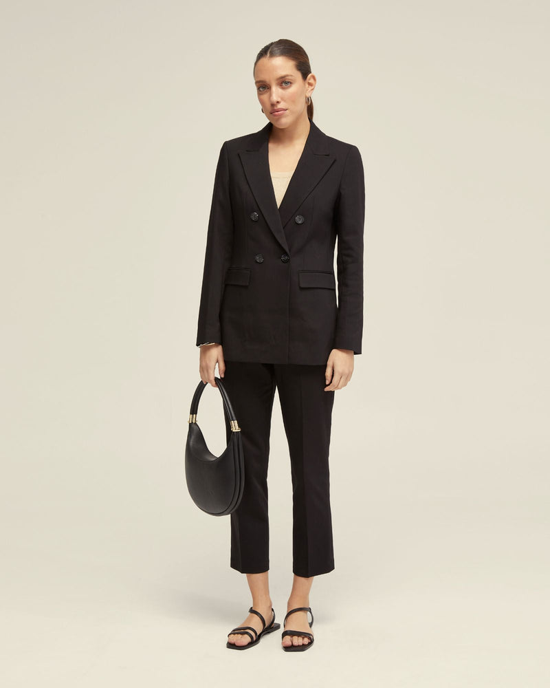 Jenna Cotton Blend Double Breasted Blazer