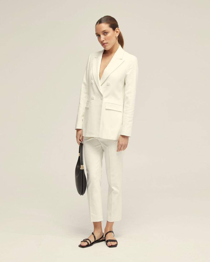 Jenna Cotton Blend Double Breasted Blazer