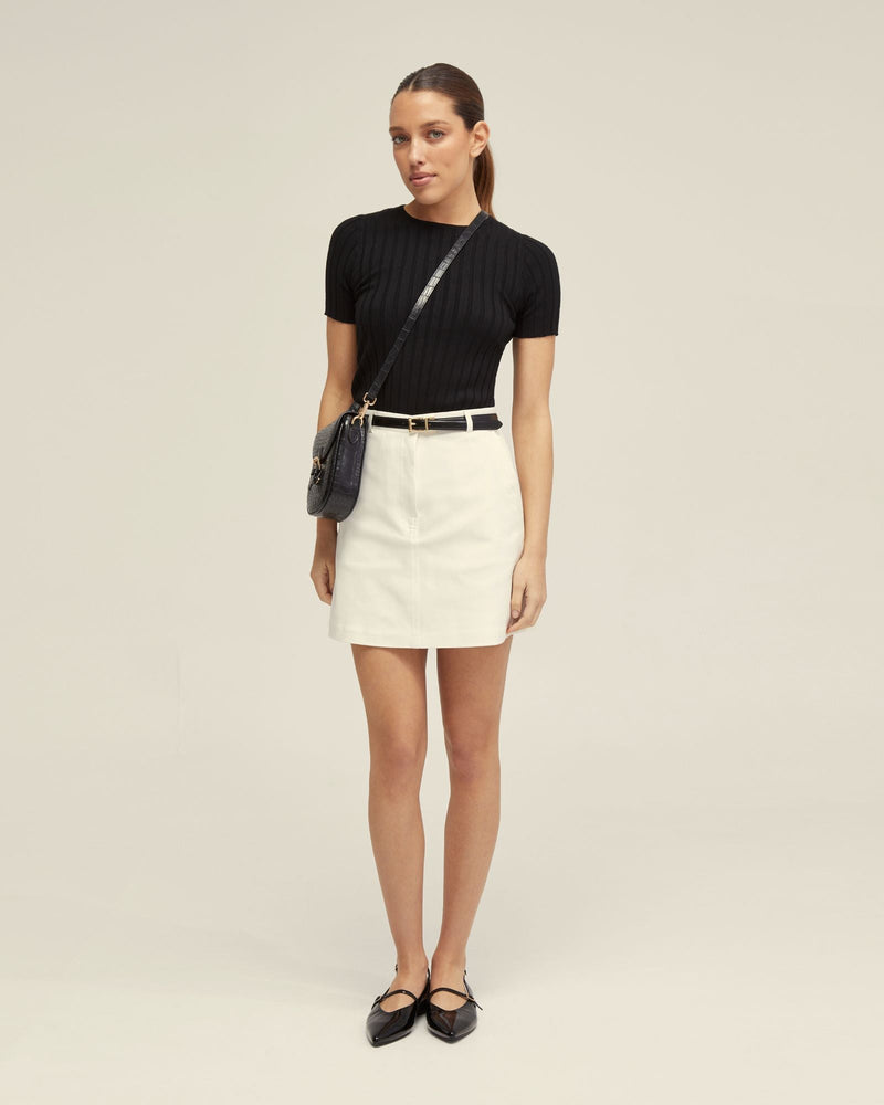 Hepburn Cotton Blend Mini Skirt
