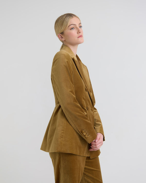 Jenna Double Breasted Stretch Velvet Blazer
