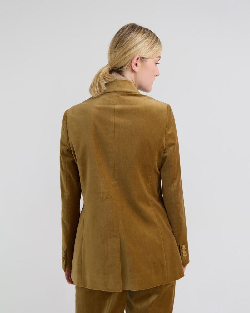 Jenna Double Breasted Stretch Velvet Blazer