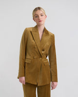 Jenna Double Breasted Stretch Velvet Blazer