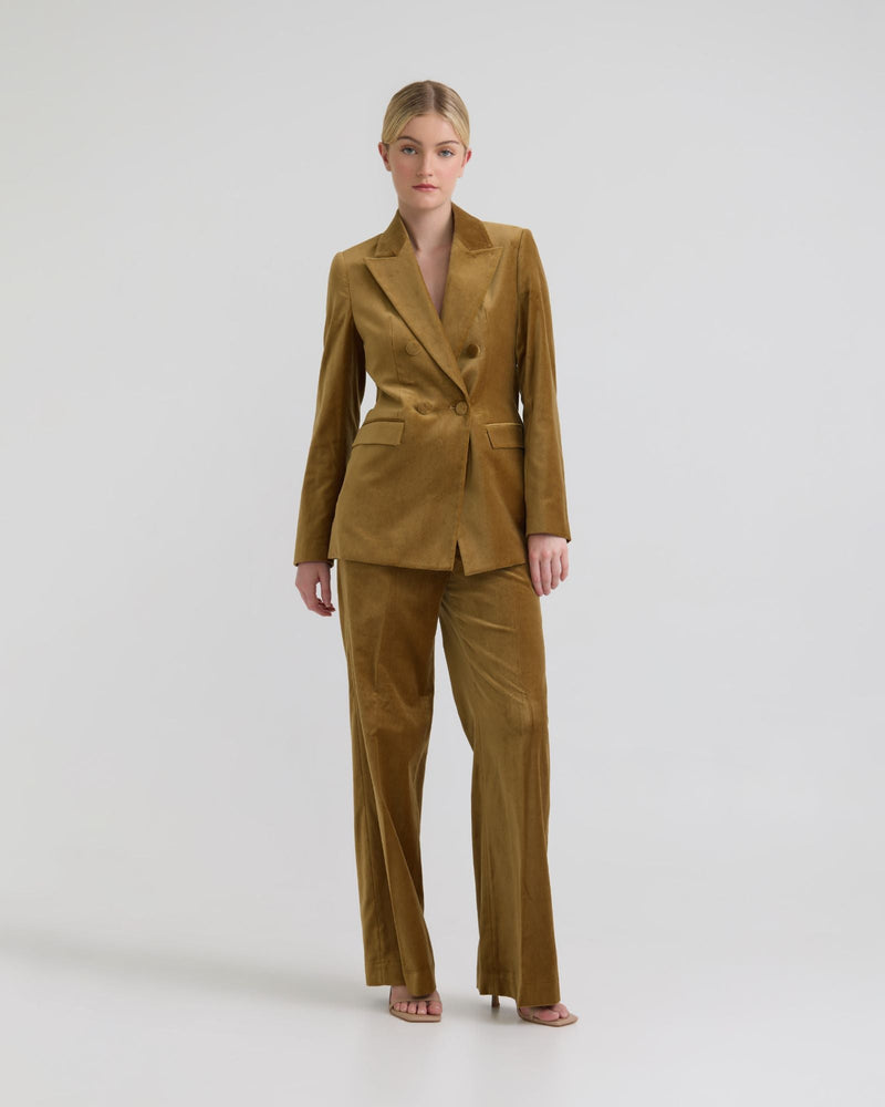 Jenna Double Breasted Stretch Velvet Blazer