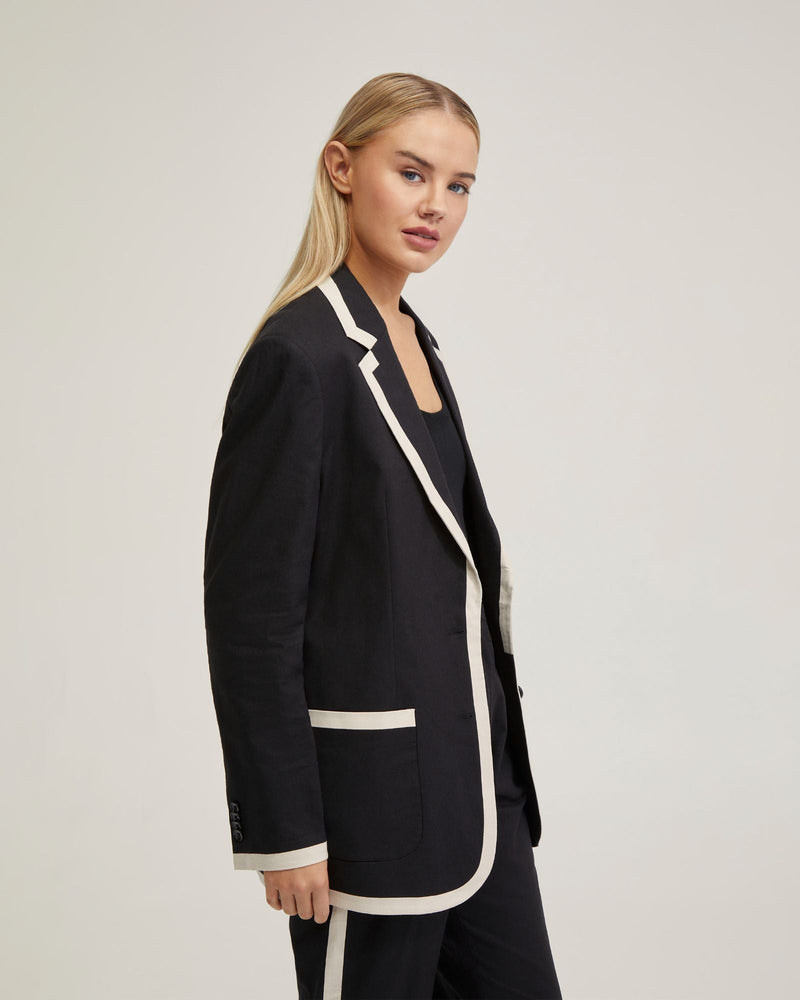 Willow Linen Jacket Contrast Trim