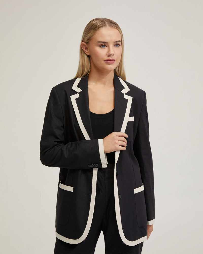 Willow Linen Jacket Contrast Trim