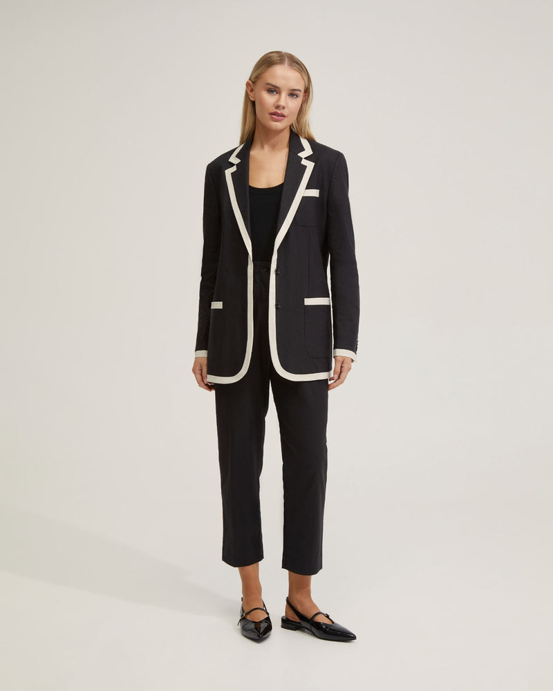 Willow Linen Jacket Contrast Trim